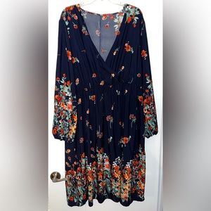 SHEIN Curve Navy Blue Floral Dress